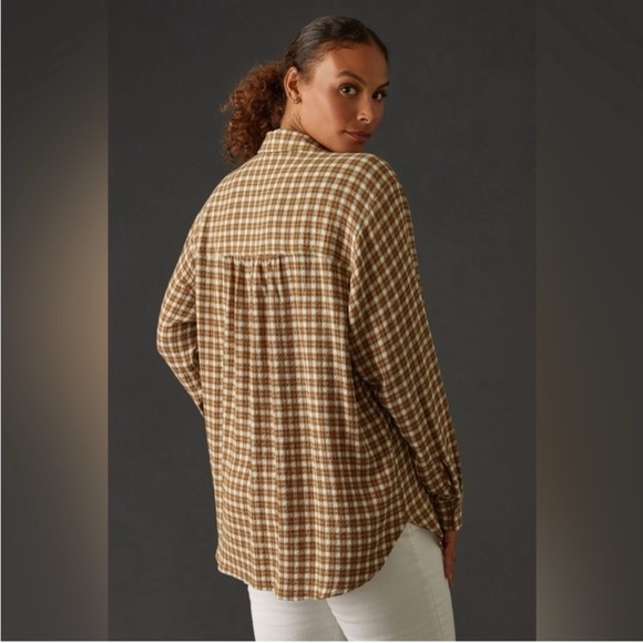 Pilcro Relaxed Plaid Button Down Shirt Moss - Picture 5 of 14